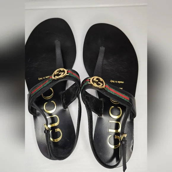 Gucci Interlocking G Web Sandals Black Women's Size 36.5 Designer Slide - Picture 4 of 13
